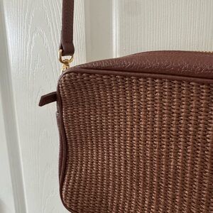 Quince Italian Leather & Raffia Crossbody